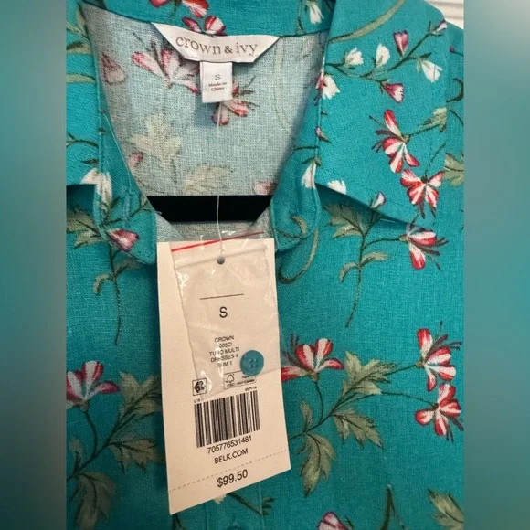 Crown & Ivy Teal Floral Midi Dress new with tag - Picture 4 of 4